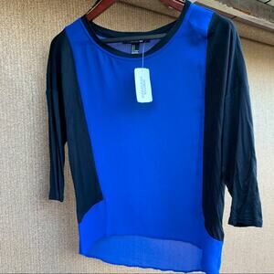 Forever 21 black and blue 3/4 sleeve Top Small